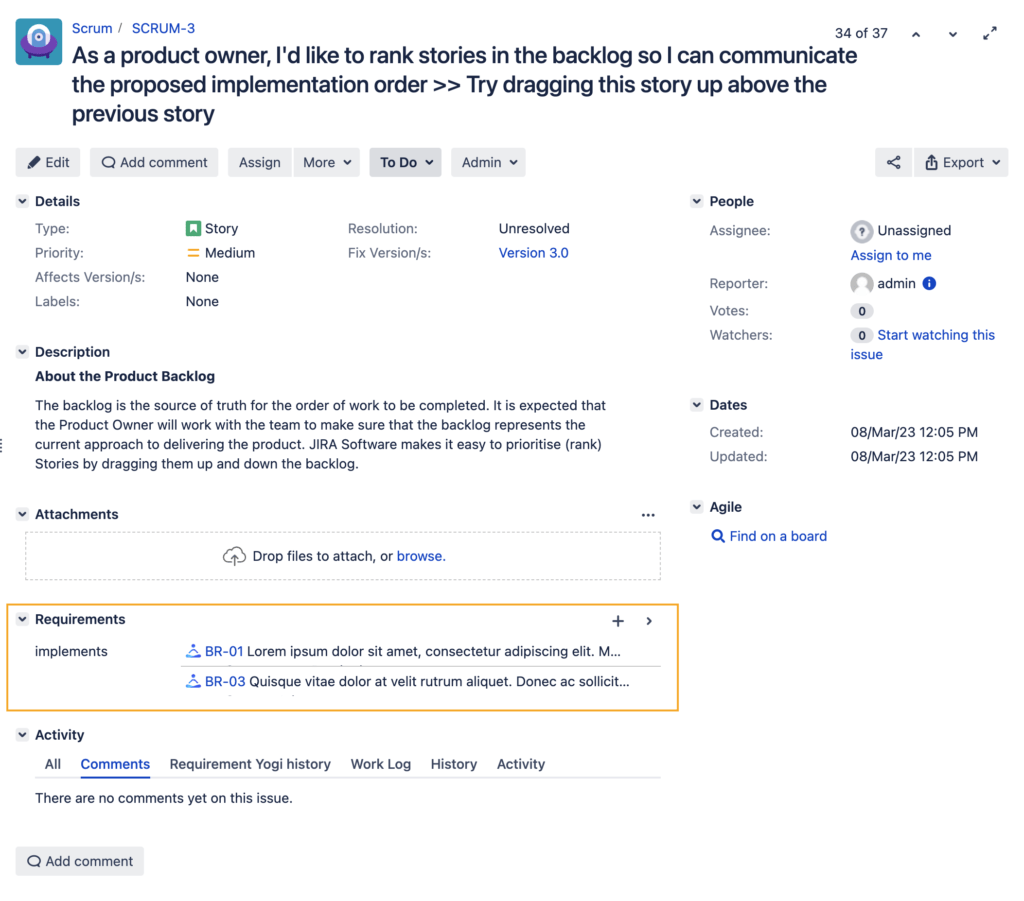 A guide on how to manage requirements in Confluence and Jira